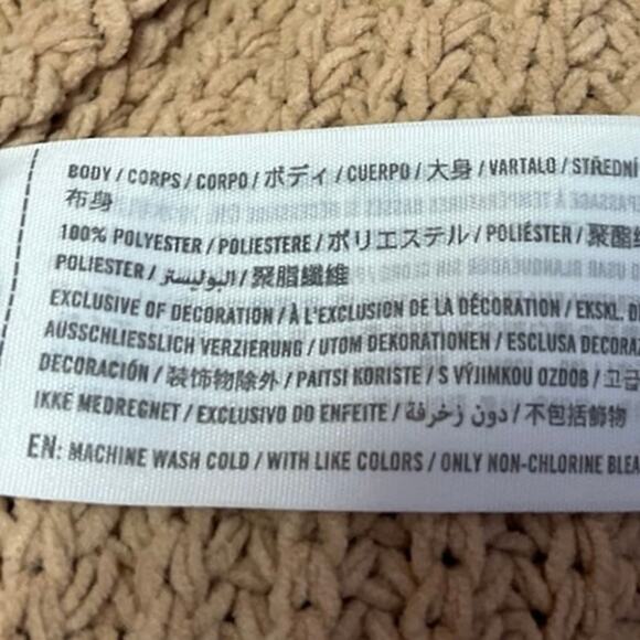 Abercrombie & Fitch Tan Chunky Knit Turtleneck Tunic Mini Sweater Dress Sz L - Picture 4 of 4